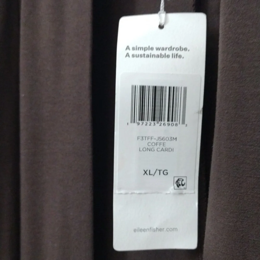 Brown Cardigan Jacket XL w/ Pockets  Sustainable TENCEL Elieen Fisher NWT - Picture 12 of 14